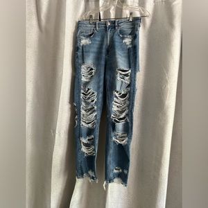 american eagle super ripped mom jeans
